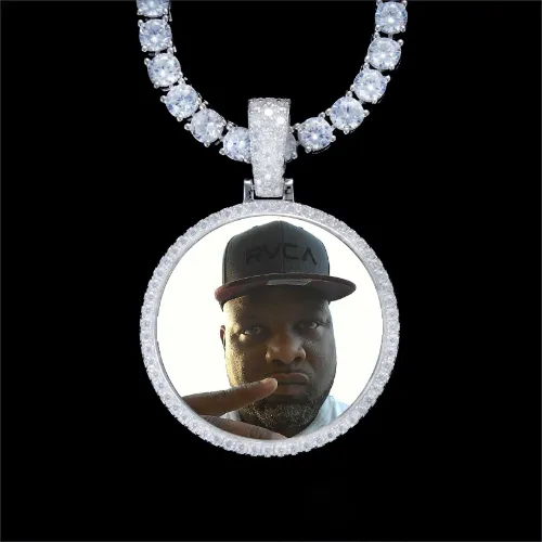 925S & VVS Moissanite 3D Circle Custom Picture Pendant sold by The GUU Shop