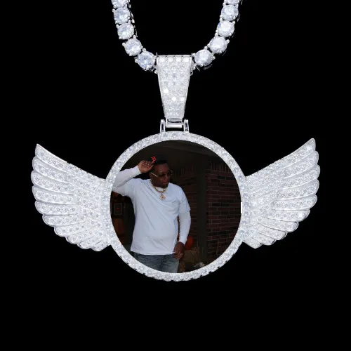 925S & VVS Moissanite 3D Wing Custom Picture Pendant sold by The GUU Shop