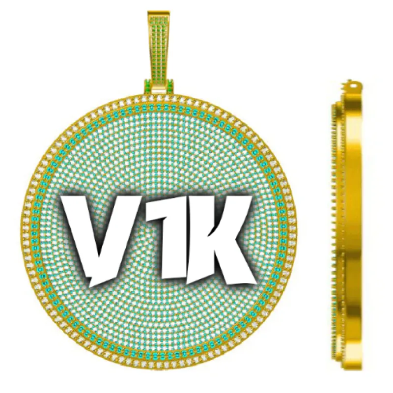 CUSTOM LETTER NECKLACE 3D BIG DISC sold by The GUU Shop