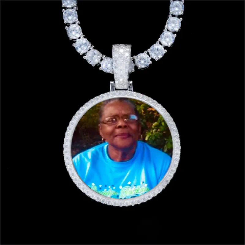 925S & VVS Moissanite 3D Circle Custom Picture Pendant sold by The GUU Shop