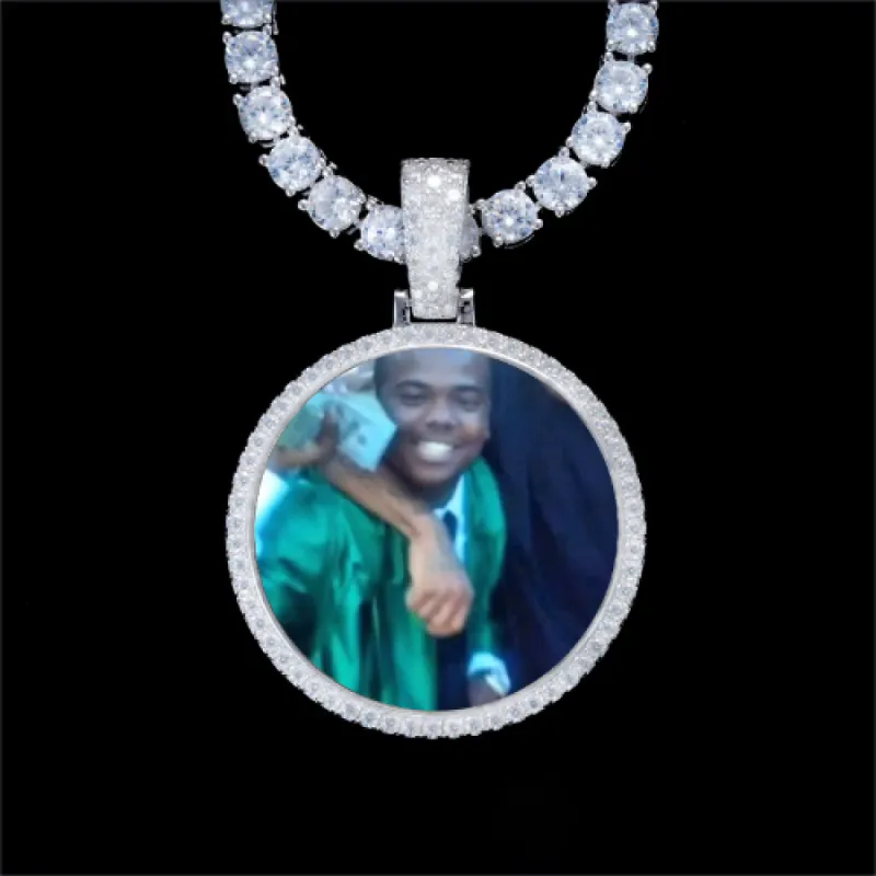 925S & VVS Moissanite 3D Circle Custom Picture Pendant sold by The GUU Shop