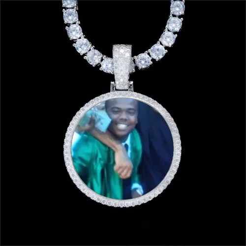 925S & VVS Moissanite 3D Circle Custom Picture Pendant sold by The GUU Shop