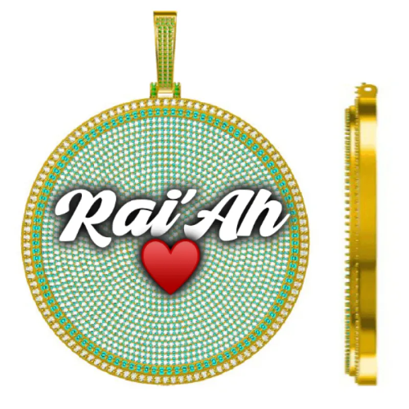 CUSTOM LETTER NECKLACE 3D BIG DISC sold by The GUU Shop