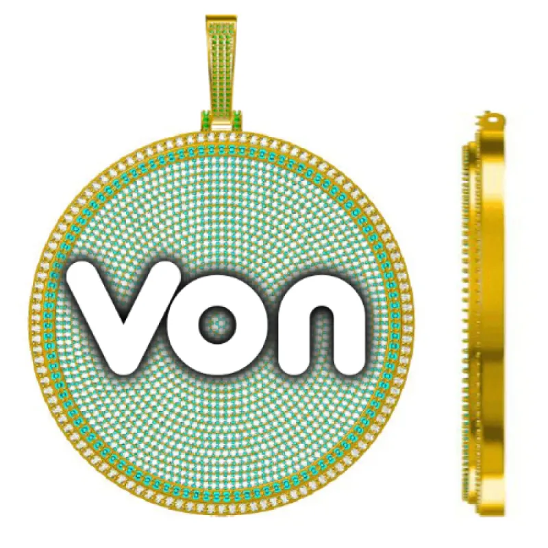 CUSTOM LETTER NECKLACE 3D BIG DISC sold by The GUU Shop