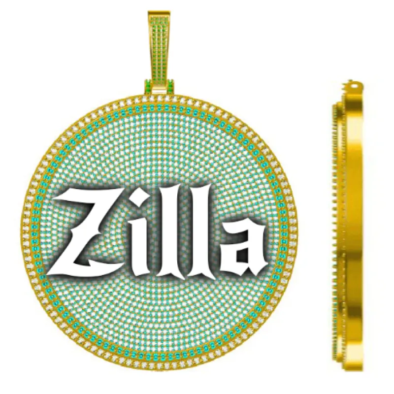 CUSTOM LETTER NECKLACE 3D BIG DISC sold by The GUU Shop