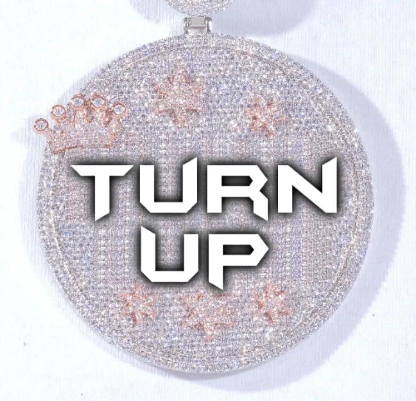 CUSTOM LETTER NECKLACE 3D BIG CROWN DISC sold by The GUU Shop