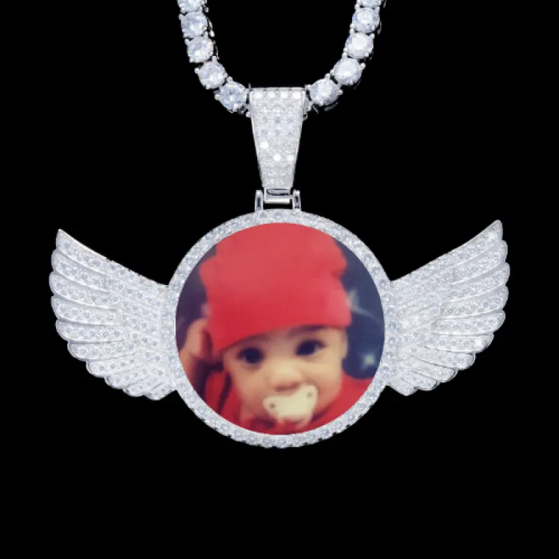 925S & VVS Moissanite 3D Wing Custom Picture Pendant sold by The GUU Shop