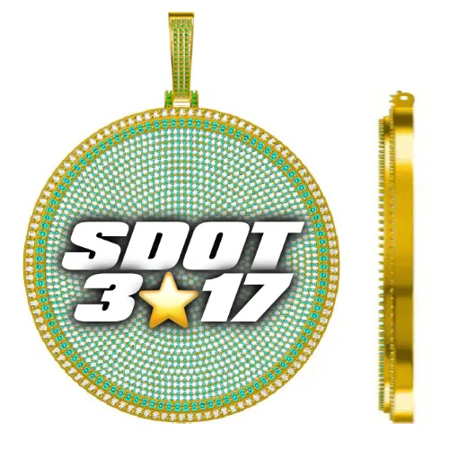 CUSTOM LETTER NECKLACE 3D BIG DISC sold by The GUU Shop