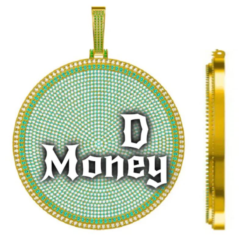 CUSTOM LETTER NECKLACE 3D BIG DISC sold by The GUU Shop