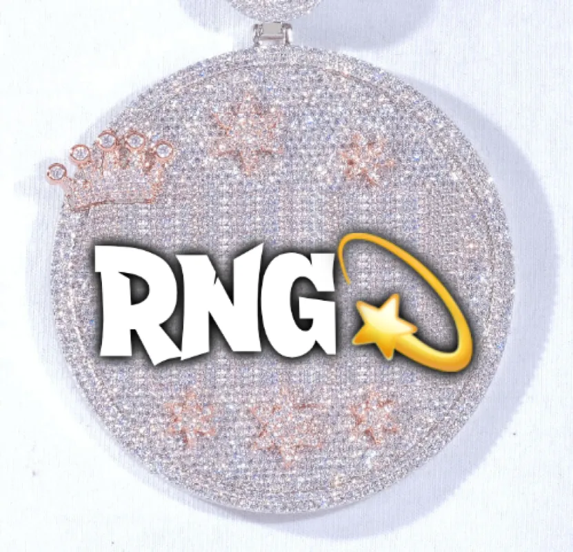 CUSTOM LETTER NECKLACE 3D BIG CROWN DISC sold by The GUU Shop