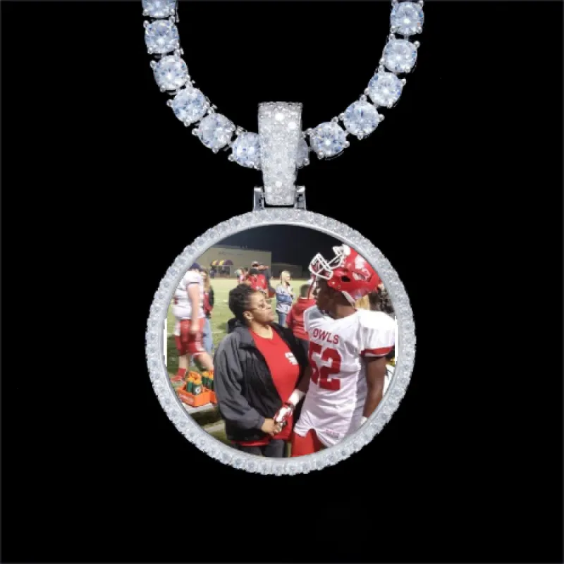 925S & VVS Moissanite 3D Circle Custom Picture Pendant sold by The GUU Shop
