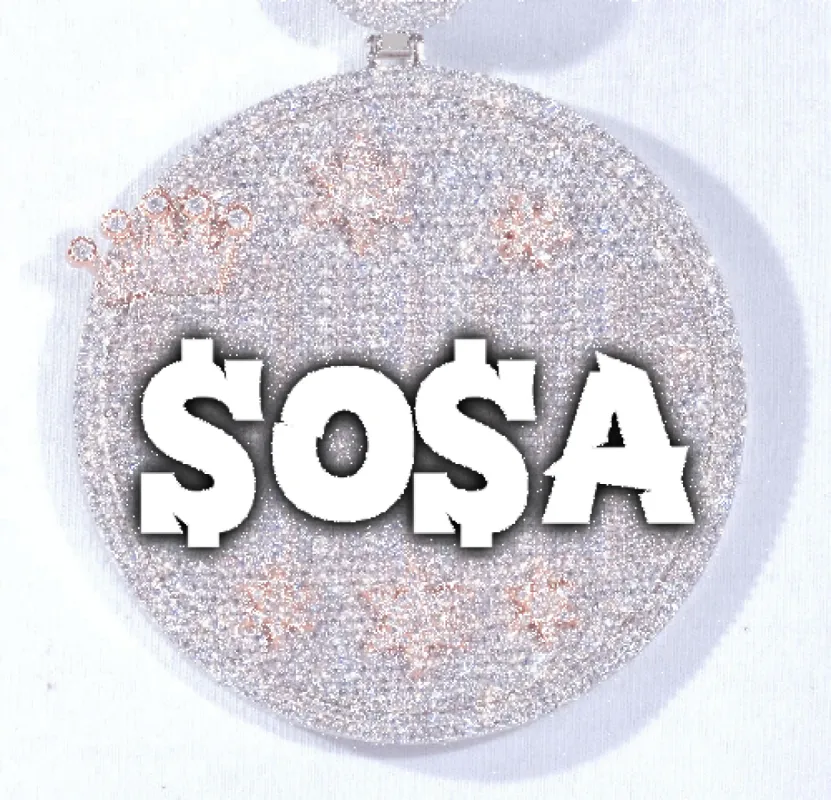 CUSTOM LETTER NECKLACE 3D BIG CROWN DISC sold by The GUU Shop