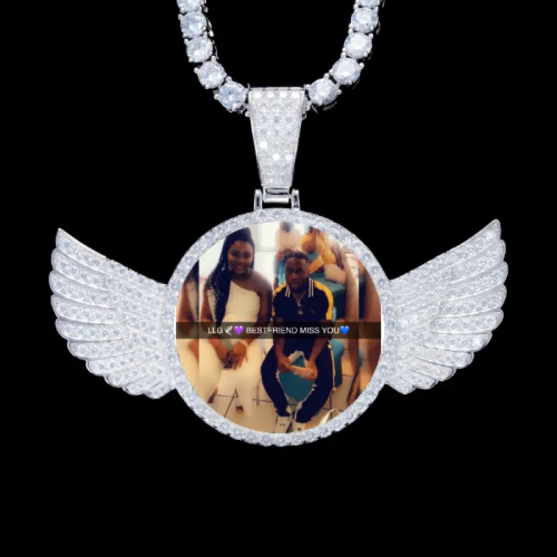 925S & VVS Moissanite 3D Wing Custom Picture Pendant sold by The GUU Shop