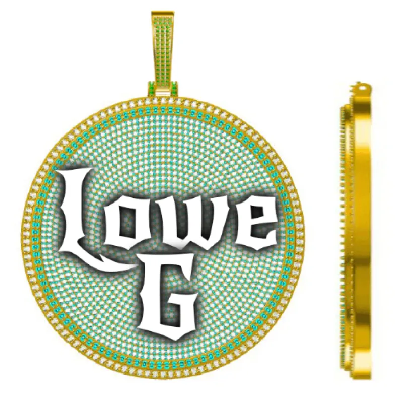 CUSTOM LETTER NECKLACE 3D BIG DISC sold by The GUU Shop