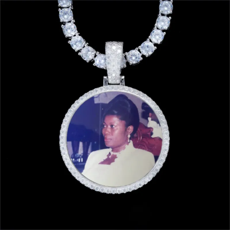 925S & VVS Moissanite 3D Circle Custom Picture Pendant sold by The GUU Shop