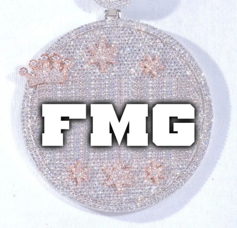 CUSTOM LETTER NECKLACE 3D BIG CROWN DISC sold by The GUU Shop