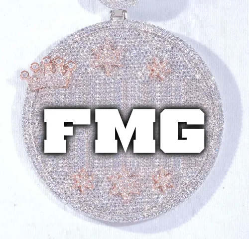 CUSTOM LETTER NECKLACE 3D BIG CROWN DISC sold by The GUU Shop