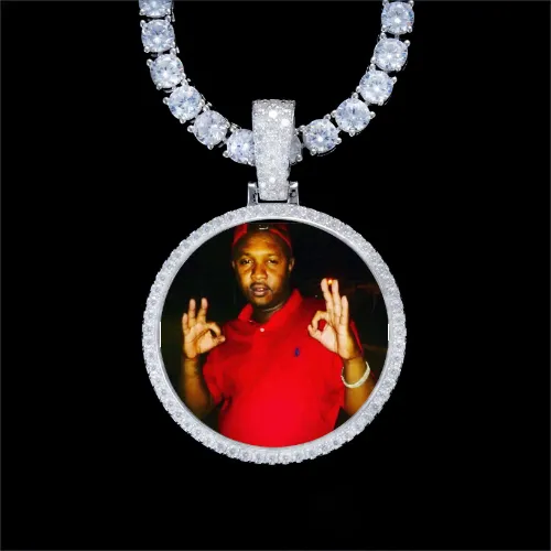 925S & VVS Moissanite 3D Circle Custom Picture Pendant sold by The GUU Shop