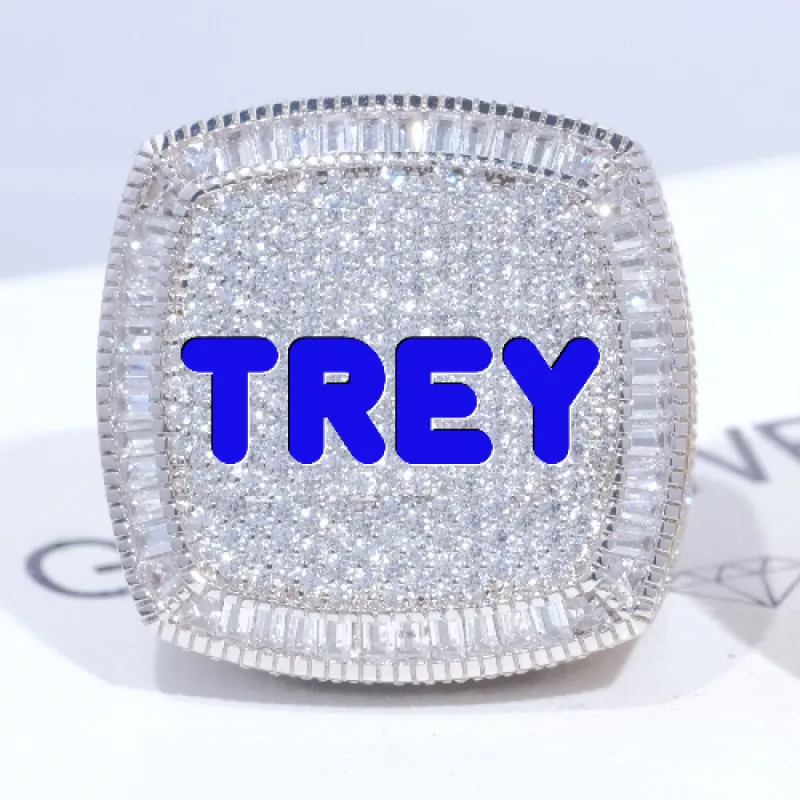 CUSTOM LETTER 3D ICED RING sold by The GUU Shop