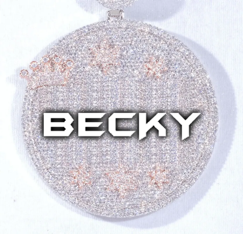 CUSTOM LETTER NECKLACE 3D BIG CROWN DISC sold by The GUU Shop