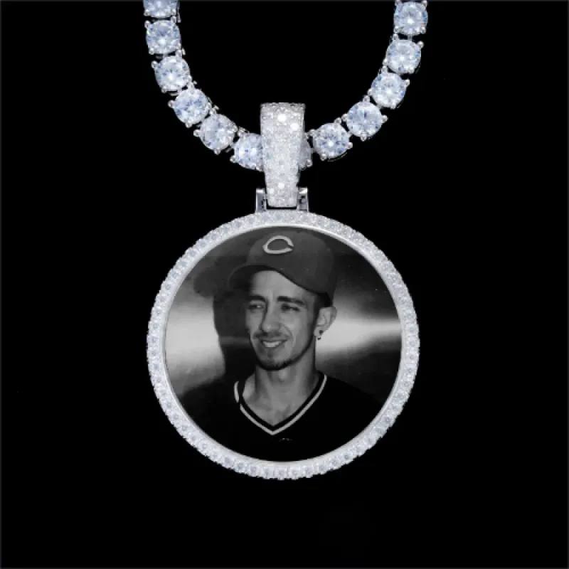 925S & VVS Moissanite 3D Circle Custom Picture Pendant sold by The GUU Shop