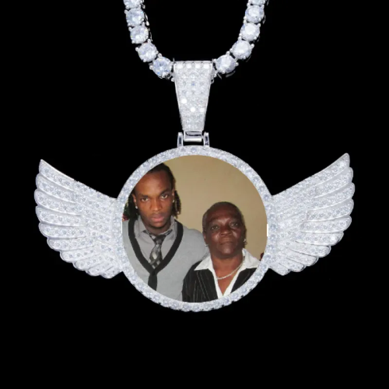 925S & VVS Moissanite 3D Wing Custom Picture Pendant sold by The GUU Shop