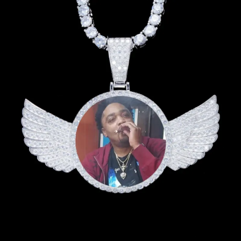 925S & VVS Moissanite 3D Wing Custom Picture Pendant sold by The GUU Shop