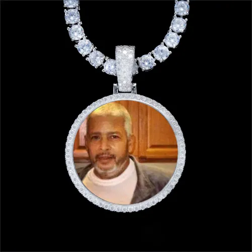 925S & VVS Moissanite 3D Circle Custom Picture Pendant sold by The GUU Shop