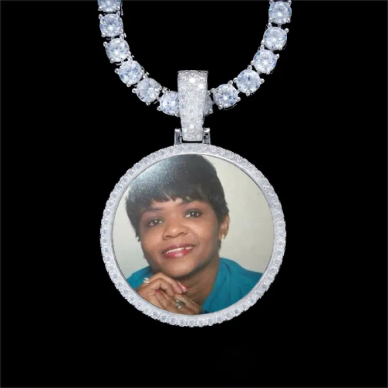 925S & VVS Moissanite 3D Circle Custom Picture Pendant sold by The GUU Shop