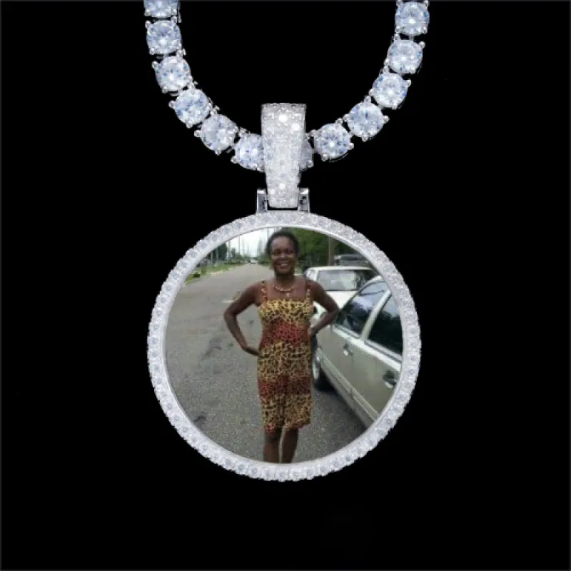 925S & VVS Moissanite 3D Circle Custom Picture Pendant sold by The GUU Shop