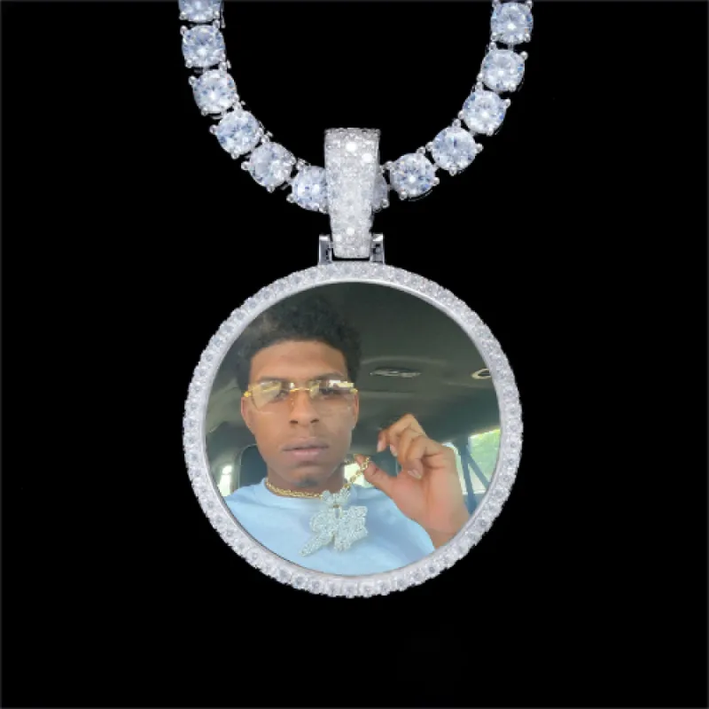 925S & VVS Moissanite 3D Circle Custom Picture Pendant sold by The GUU Shop