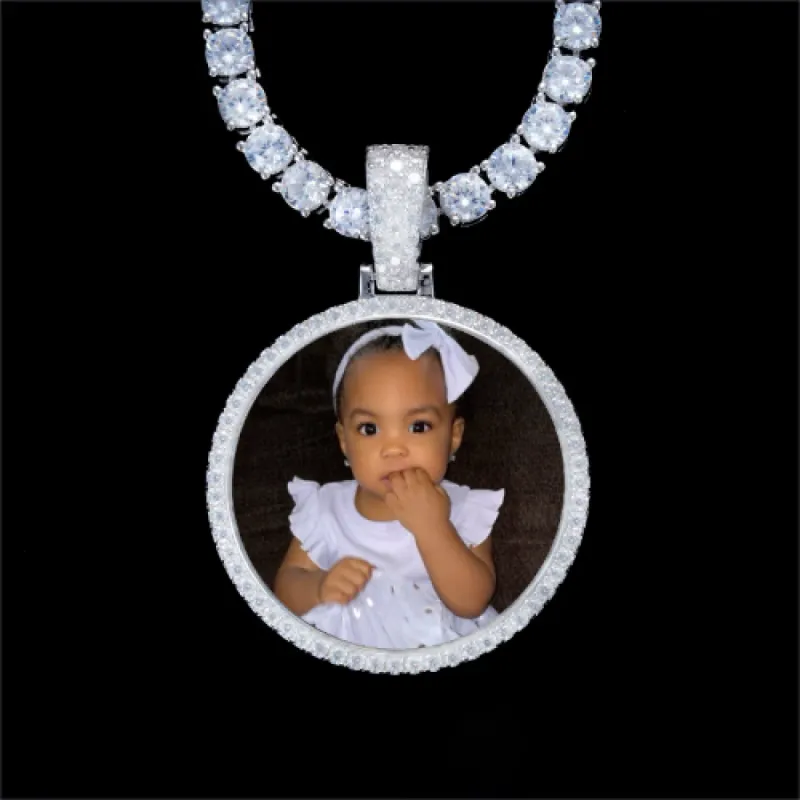 925S & VVS Moissanite 3D Circle Custom Picture Pendant sold by The GUU Shop