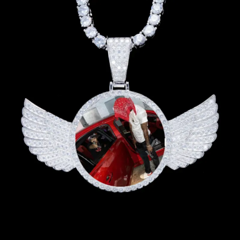 925S & VVS Moissanite 3D Wing Custom Picture Pendant sold by The GUU Shop