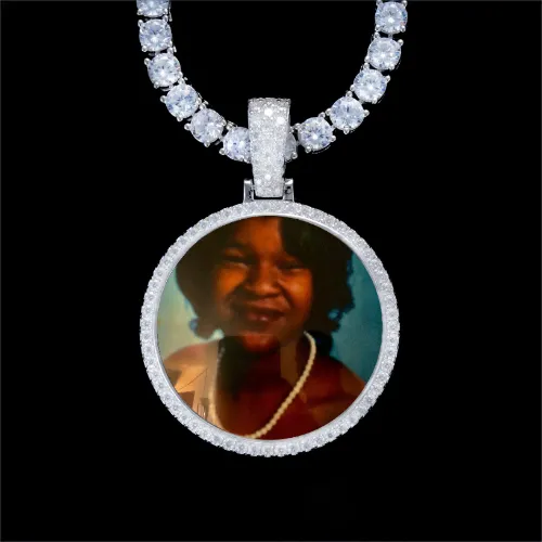 925S & VVS Moissanite 3D Circle Custom Picture Pendant sold by The GUU Shop