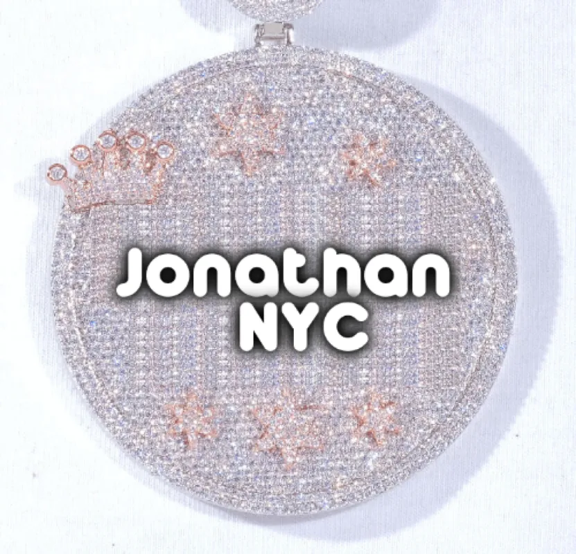 CUSTOM LETTER NECKLACE 3D BIG CROWN DISC sold by The GUU Shop