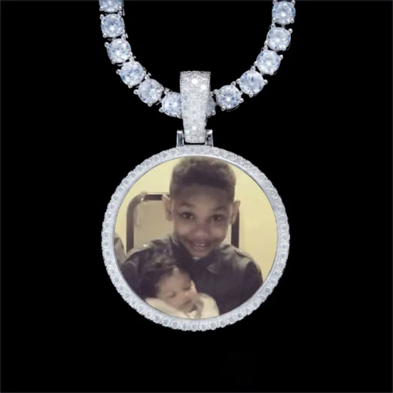 925S & VVS Moissanite 3D Circle Custom Picture Pendant sold by The GUU Shop