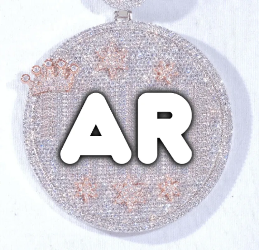 CUSTOM LETTER NECKLACE 3D BIG CROWN DISC sold by The GUU Shop