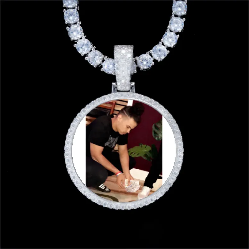 925S & VVS Moissanite 3D Circle Custom Picture Pendant sold by The GUU Shop