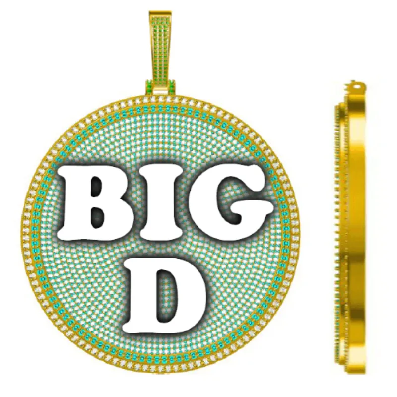 CUSTOM LETTER NECKLACE 3D BIG DISC sold by The GUU Shop