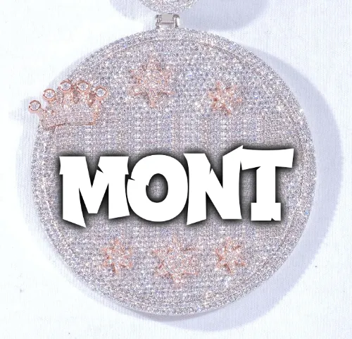 CUSTOM LETTER NECKLACE 3D BIG CROWN DISC sold by The GUU Shop