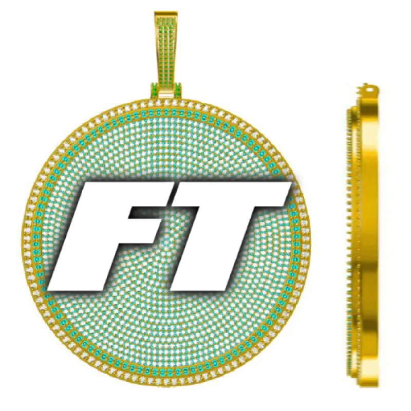 CUSTOM LETTER NECKLACE 3D BIG DISC sold by The GUU Shop