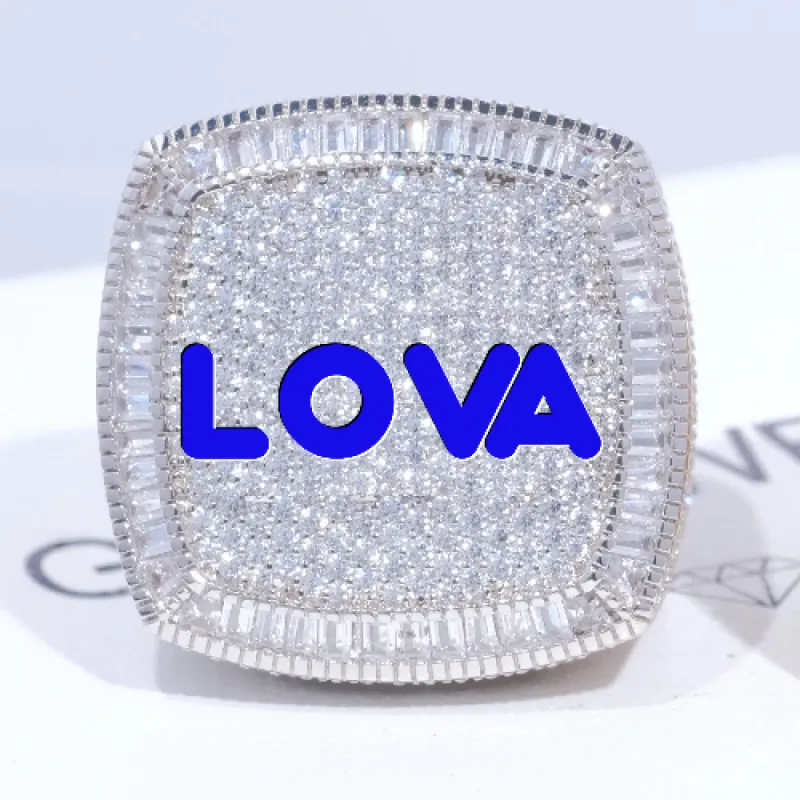 CUSTOM LETTER 3D ICED RING sold by The GUU Shop