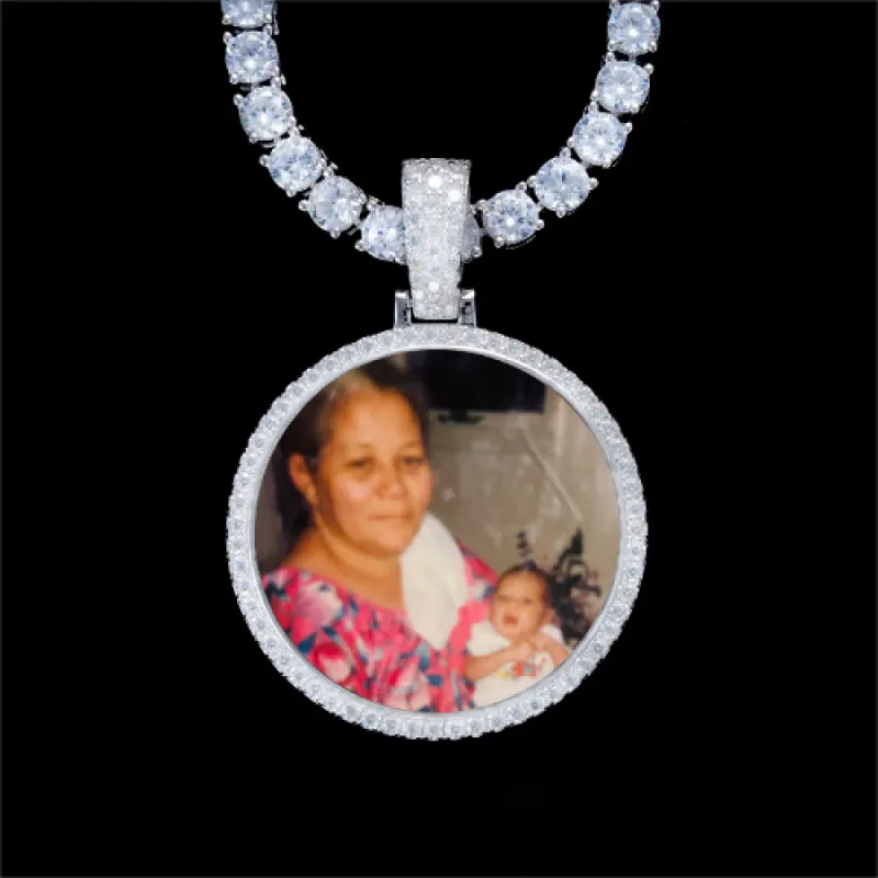 925S & VVS Moissanite 3D Circle Custom Picture Pendant sold by The GUU Shop