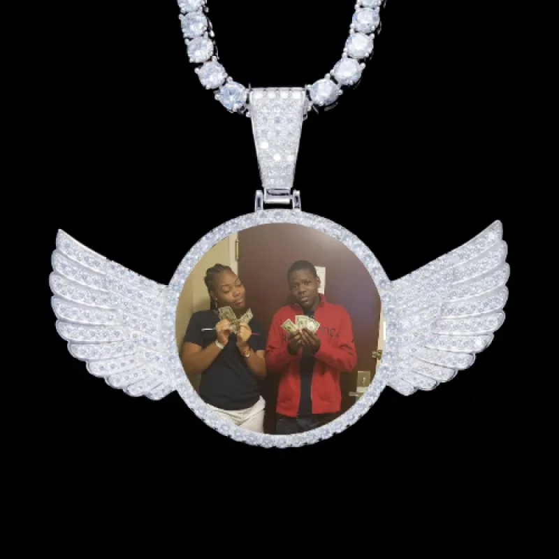 925S & VVS Moissanite 3D Wing Custom Picture Pendant sold by The GUU Shop