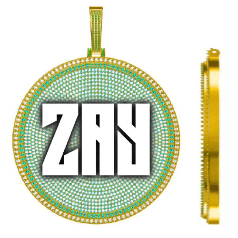 CUSTOM LETTER NECKLACE 3D BIG DISC sold by The GUU Shop