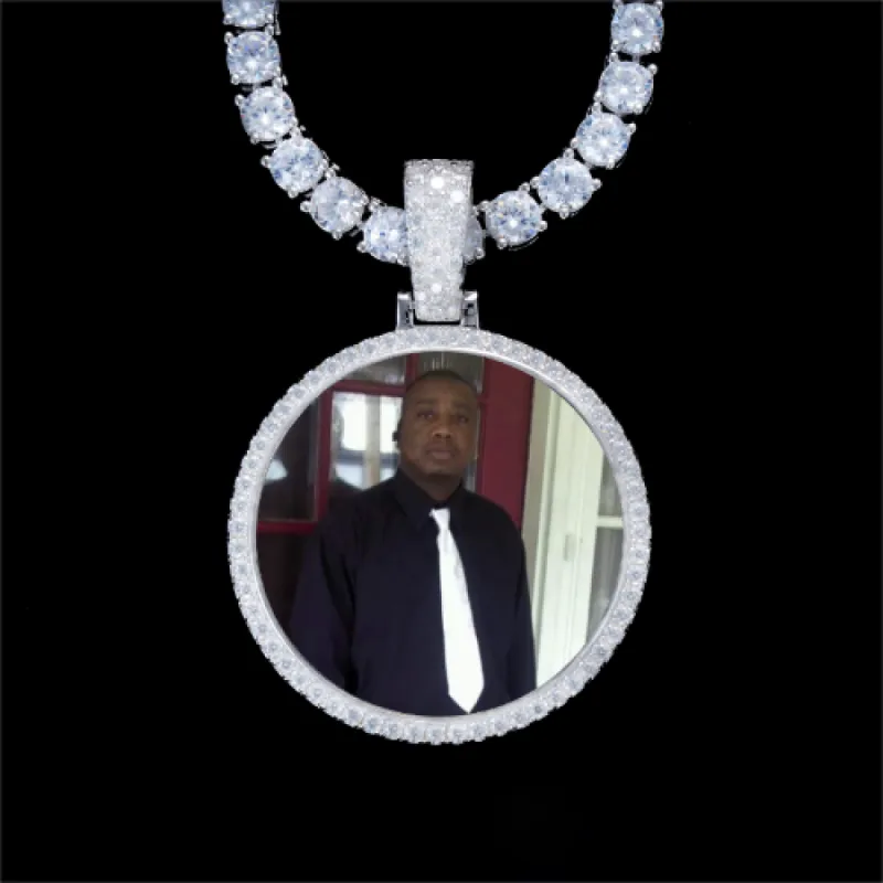 925S & VVS Moissanite 3D Circle Custom Picture Pendant sold by The GUU Shop