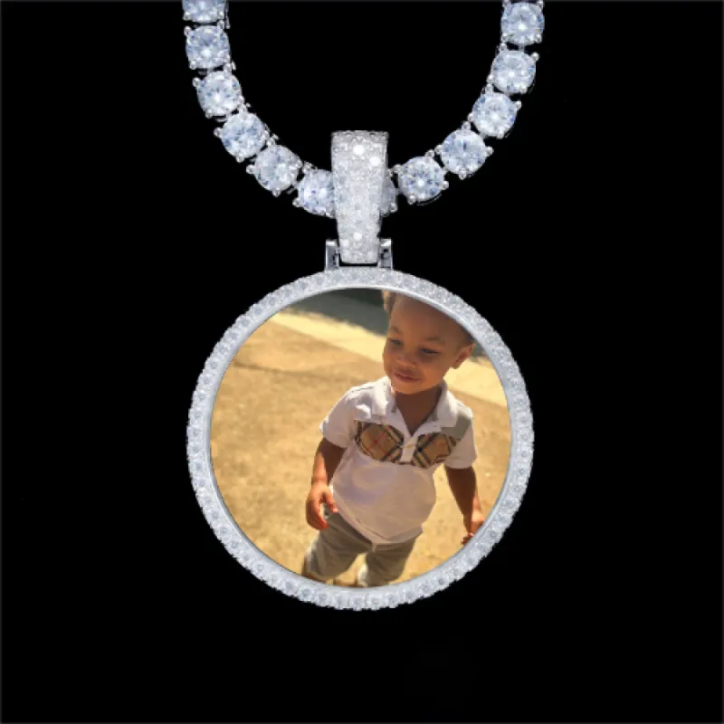 925S & VVS Moissanite 3D Circle Custom Picture Pendant sold by The GUU Shop