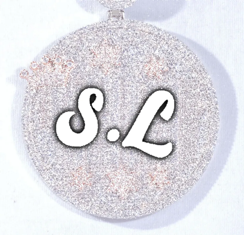 CUSTOM LETTER NECKLACE 3D BIG CROWN DISC sold by The GUU Shop