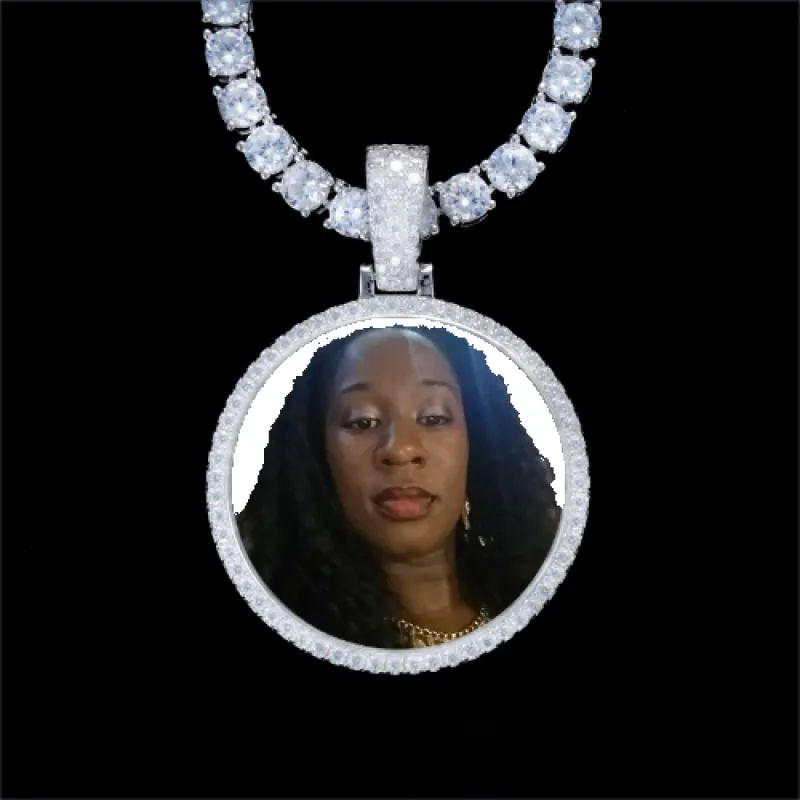 925S & VVS Moissanite 3D Circle Custom Picture Pendant sold by The GUU Shop