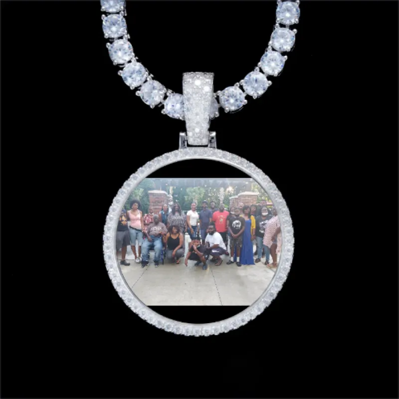 925S & VVS Moissanite 3D Circle Custom Picture Pendant made by The GUU Shop